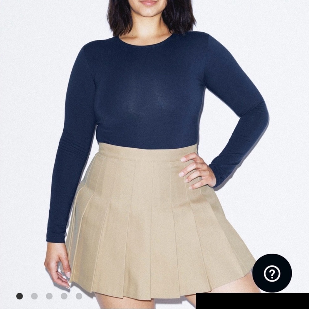 American Apparel Khaki Pleated Gabardine Tennis Skirt
